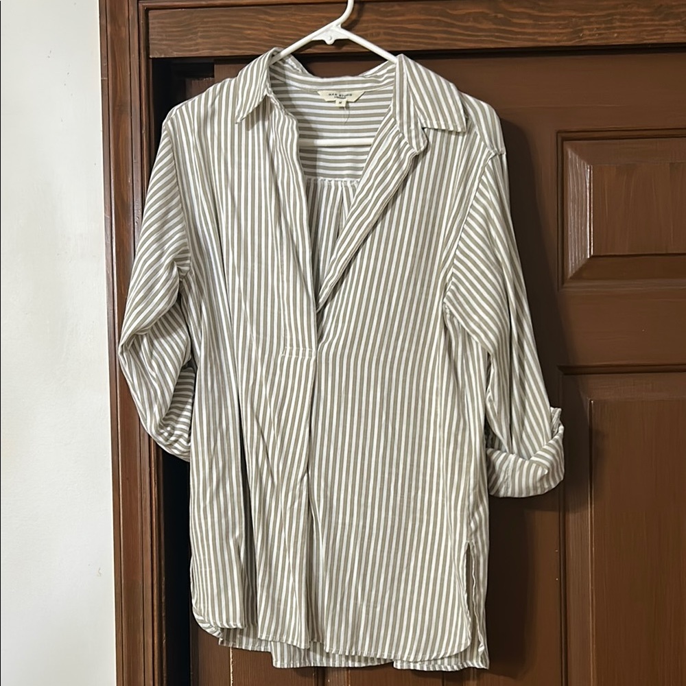 Max Studio Striped Blouse - White and Tan